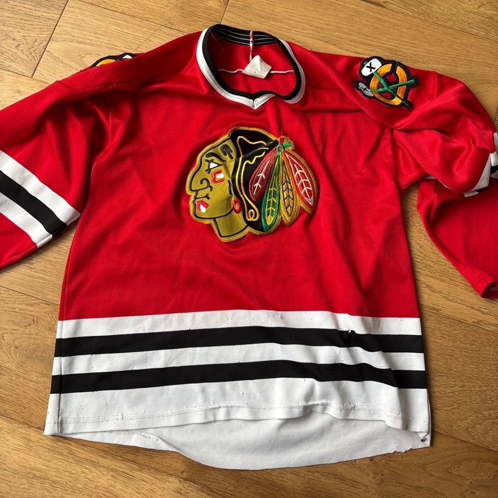 VTG 80’s chicago blackhawks CCM hockey jersey mens Large